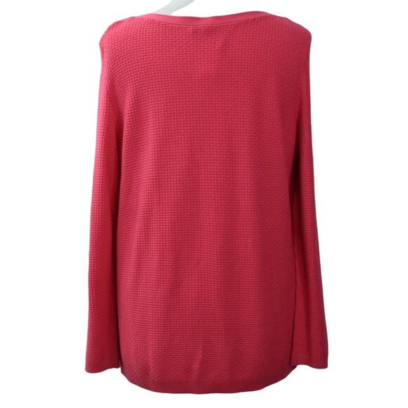Talbots Sweater Womens XL Waffle Knit Long Sleeve Pink - Picture 2 of 7
